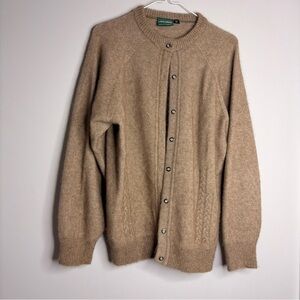 Lothlorian Luxury Wool NZ Possum Fibre Tan Cardigan Sweater XL